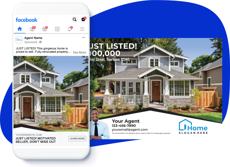 Cellphone with direct mail and facebook example